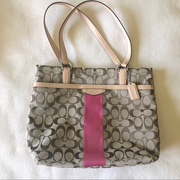 Coach Handbags - Coach Original Print & Pink Stripe Tote